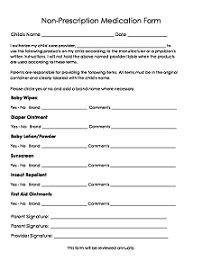 Daycare Over-the-Counter Medication Form