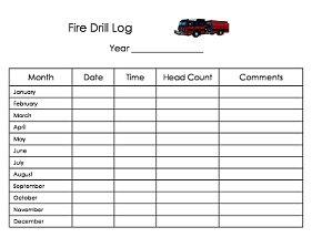 Daycare Fire Drill Log Form