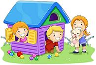 kids in playhouse
