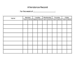 Daycare Attendance Record Form