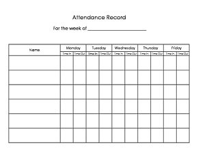 Daycare Attendance Record Form