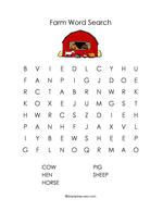 Farm animals word search