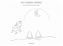 hey diddle diddle tracing page