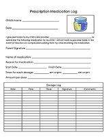 Daycare Prescription Medication Form